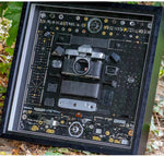 Disassembled Canon Pentax Seagull Camera Art: Framed Teardown Parts, Modern Wall Decor for Home Office