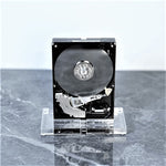 Metal Mechanical Hard Drive with Crystal Base: Exquisite Desktop Display Decor, Showpiece for Model Homes and Villas