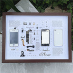 iPhone Frame Disassembled Art | Unique Wall Decor for Apple Tech Lovers | Framed Teardown Art with iPhone Components